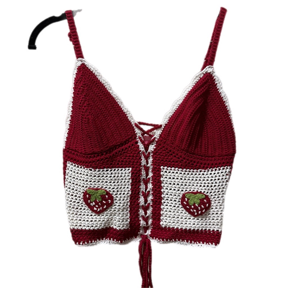 Sugar Thrillz Brand New Strawberry Crochet Tank Top